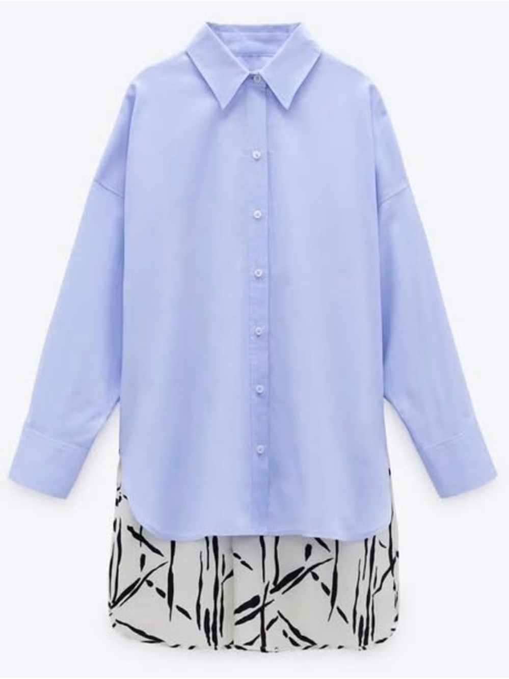 Zara Blue Asymmetrical Button Down Shirt size XL
